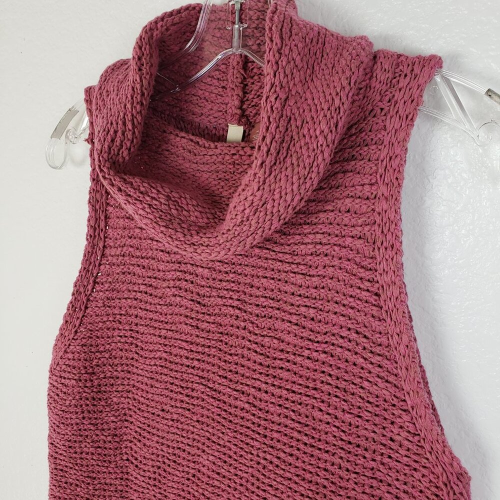 Anthropologie Dusty Pink Sleeveless Textured Mock-Neck Top - Picture 5 of 13